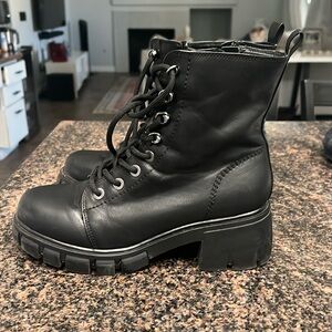 8.5 women’s black leather MIA boots with heel. Worn once